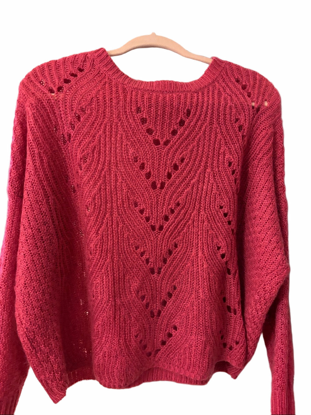 Jessica Simpson Hazel Pointelle crew neck sweater in rose Medium.